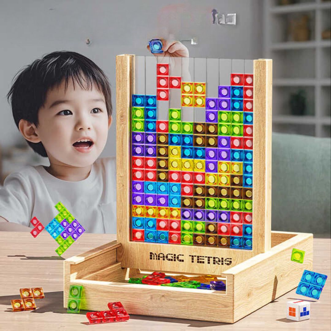 Jeu de puzzle Tetris en bois – Jeu de logique écologique pour enfants et adultes