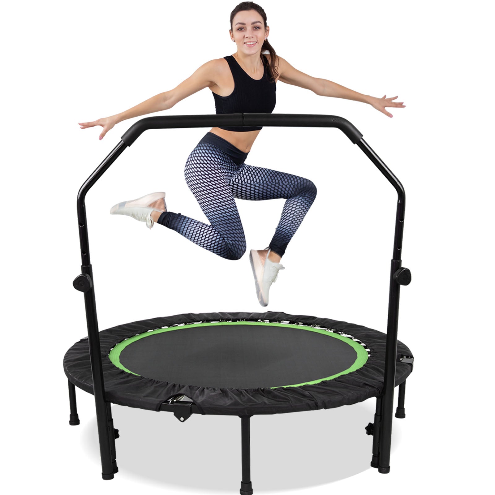 48 Inch Foldable Kids Trampoline with Adjustable Handle for Safe Fun 11