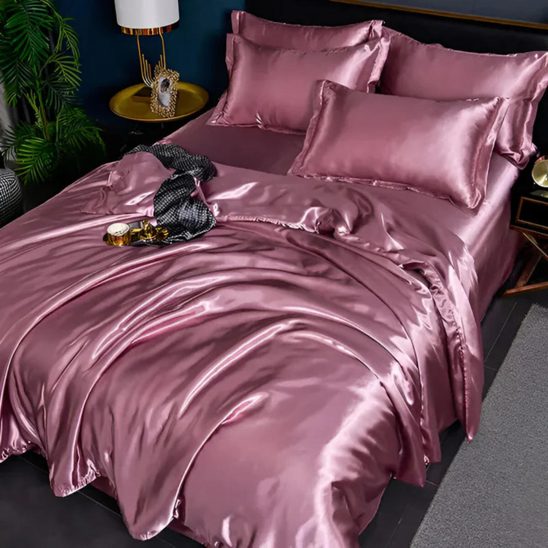 Ensemble de housse de couette de luxe douce et soyeuse avec confort respirant aspect satin pour toutes les saisons