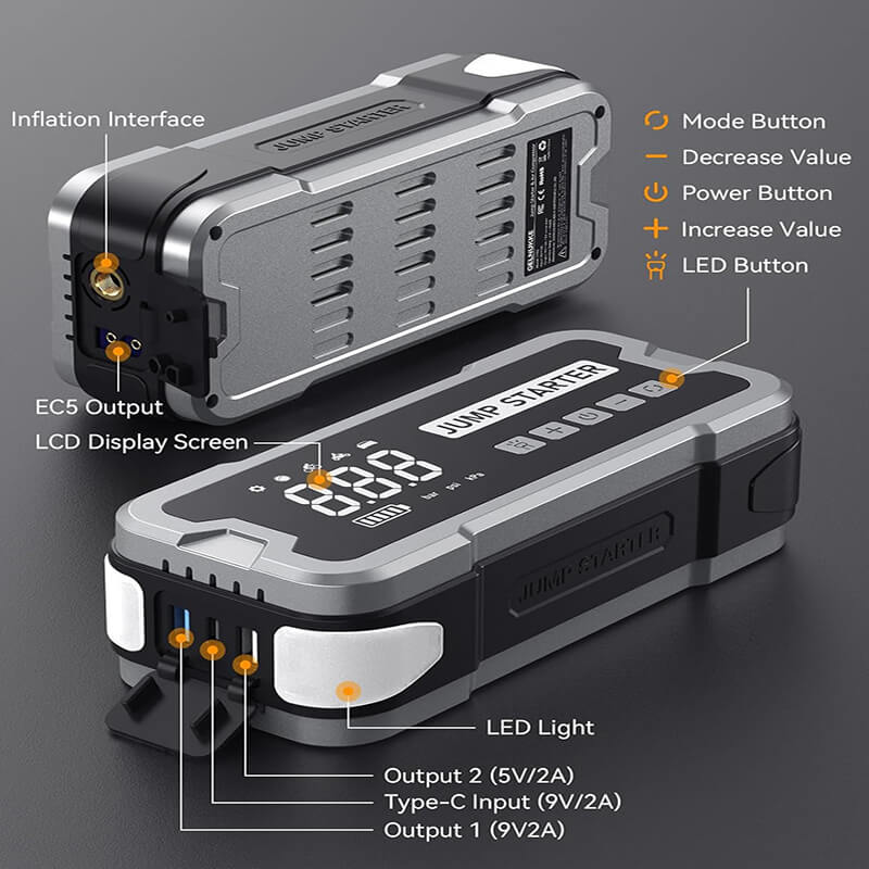 4 in 1 Portable Jump Starter with Air Pump Pro 6
