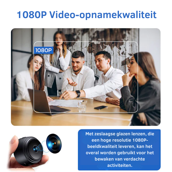 Mini caméra de sécurité – Moniteur Full HD compact avec objectif grand angle et alertes de mouvement intelligentes