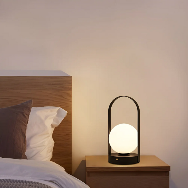 Rechargeable Wireless Table Lamp – Stainless Look, Portable & Modern Design