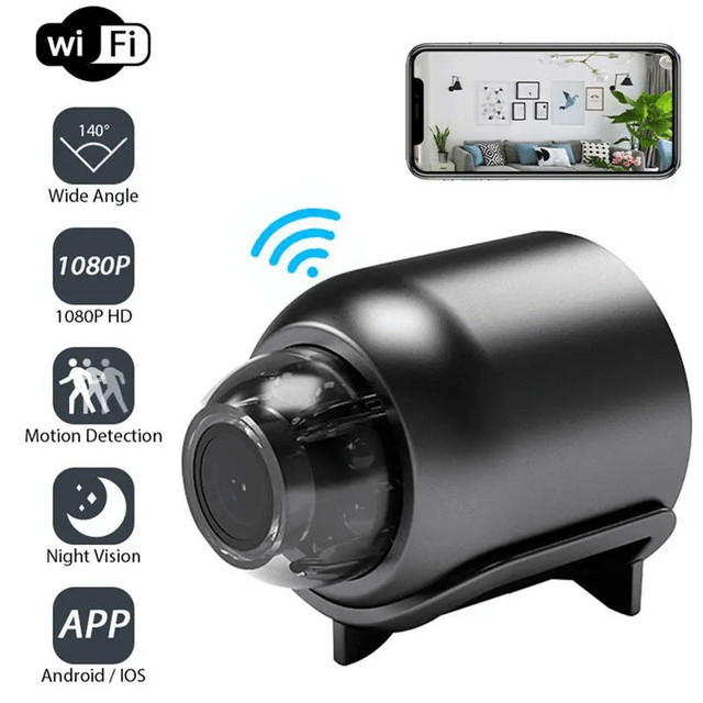 Caméra WiFi compacte – Mini caméra HD 1080P avec vision nocturne et détection de mouvement