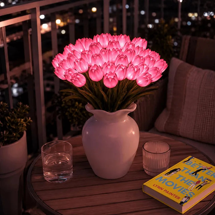 LED Tulip Bouquet Lamp – Glowing Artificial Tulips with Warm Ambient Light
