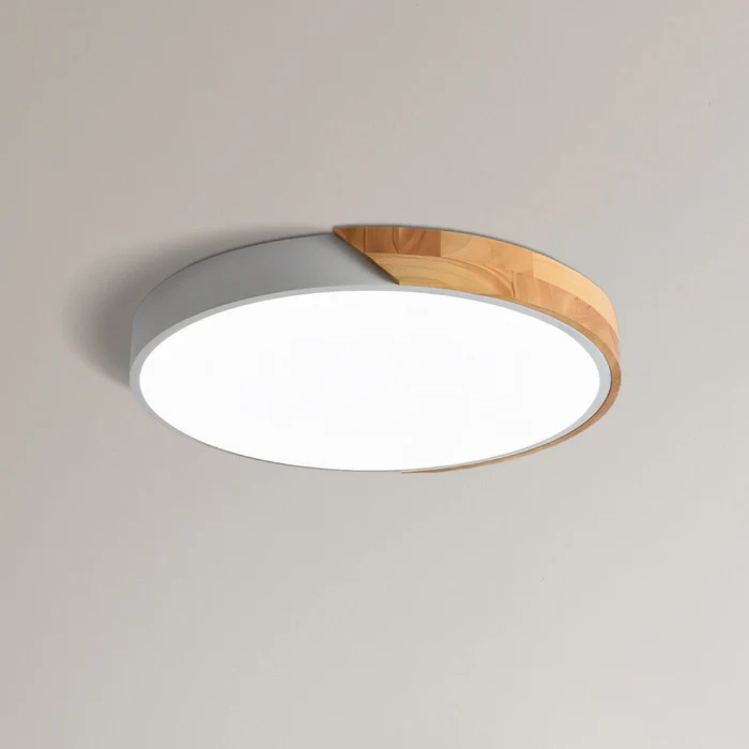 Delos – Scandinavisk Træ LED Plafondlampe med Energieffektiv Belysning