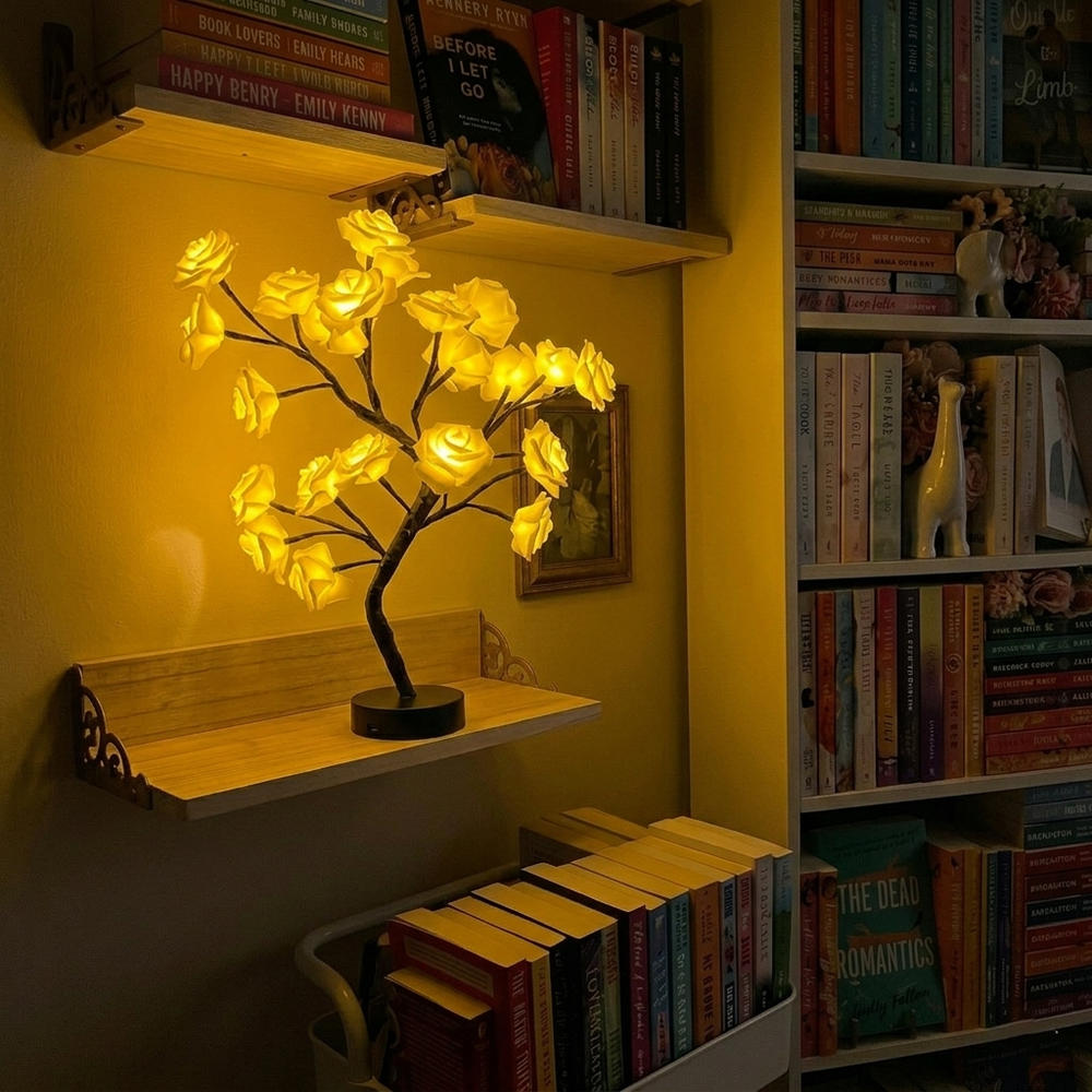 Lighted Rose Tree Lamp – Tabletop Tree With Glowing Rose Blossoms