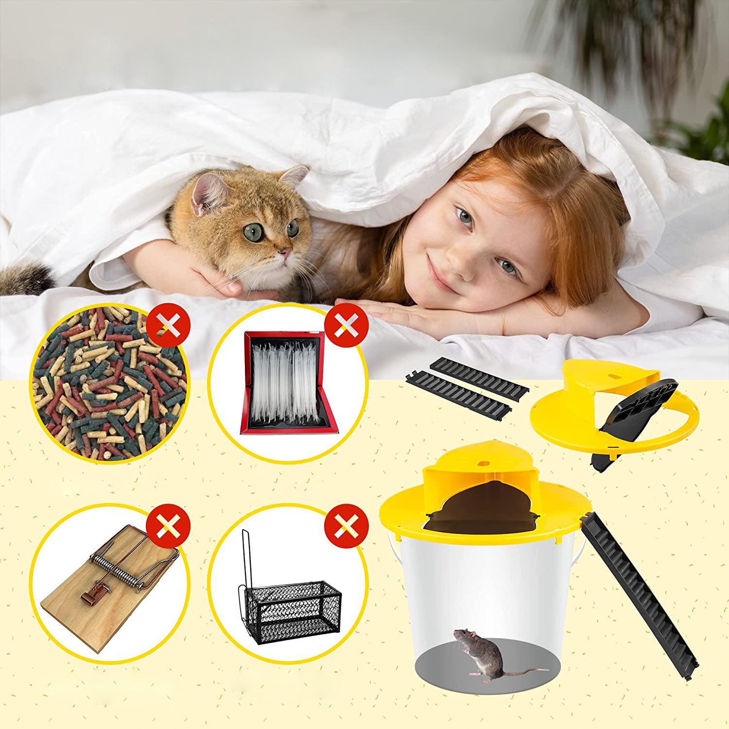 Piège à Souris avec Couvercle de Seau – Design Réutilisable Multi-Captures avec Installation Sans Outils
