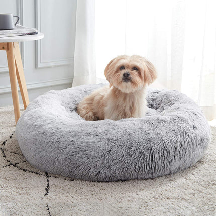 Dog Cushion Bed – Soft Plush Design with Non-Slip Bottom & Washable Cover
