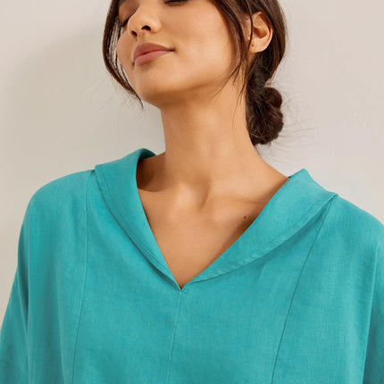 Women’s Airy Linen V-Neck Shirt | Short Sleeve Casual Summer Top