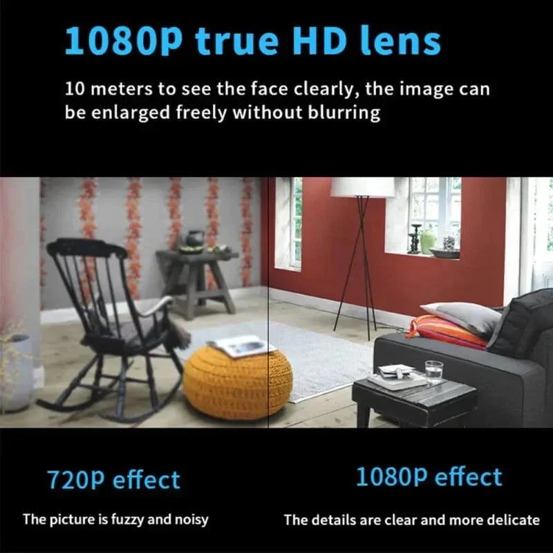 Caméra WiFi compacte – Mini caméra HD 1080P avec vision nocturne et détection de mouvement