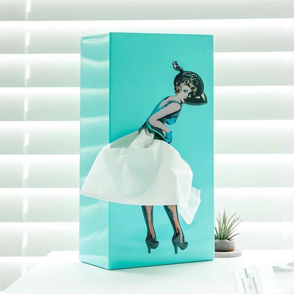 Housse de boîte à mouchoirs – Design jupe dansante, effet de tirage amusant et affichage décoratif