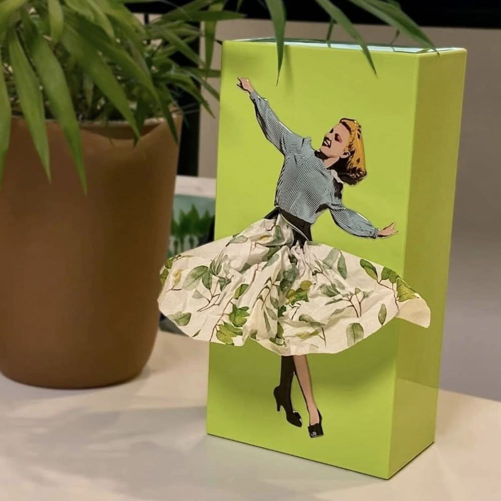 Housse de boîte à mouchoirs – Design jupe dansante, effet de tirage amusant et affichage décoratif