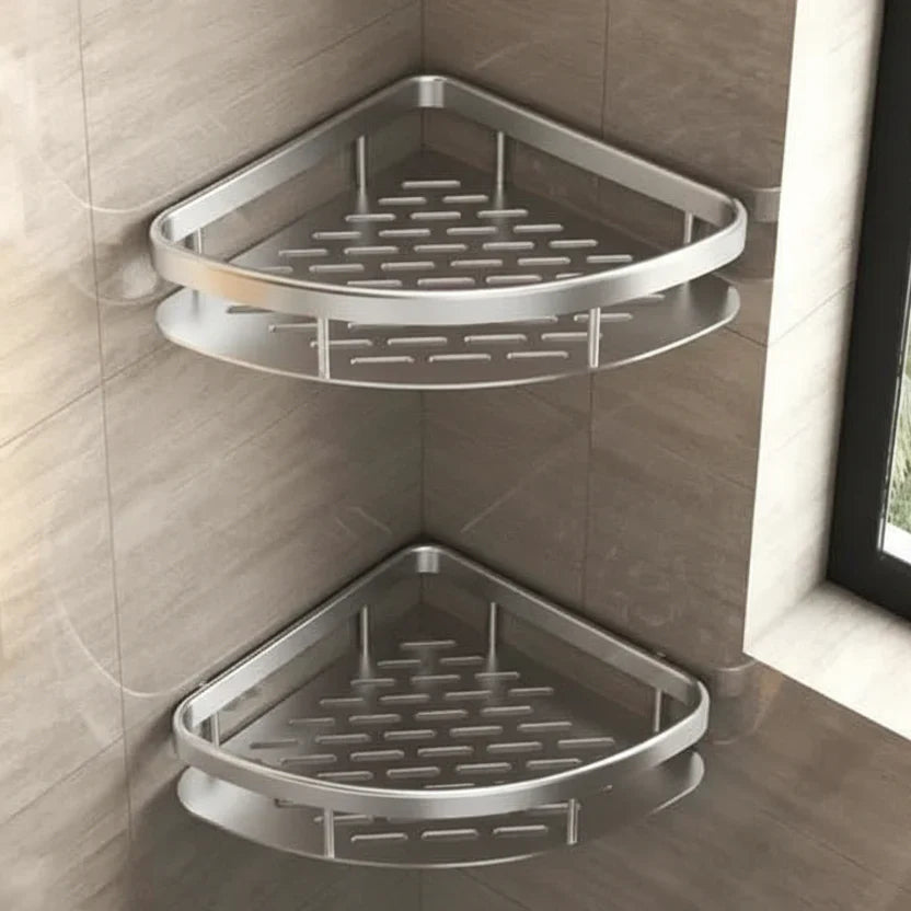 Adhesive Bathroom Shelf Drill-Free ABS Plastic Stainless Steel 5kg Load 14