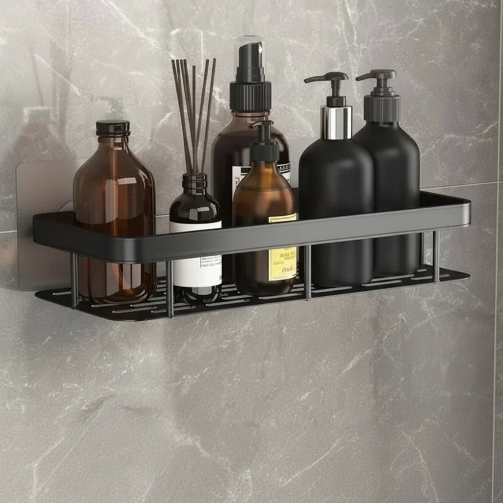 Adhesive Bathroom Shelf Drill-Free ABS Plastic Stainless Steel 5kg Load 5