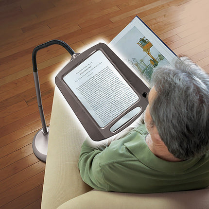 LED Magnifying Floor Lamp – 3X Large Lens, Flexible Gooseneck & Hands-Free Light
