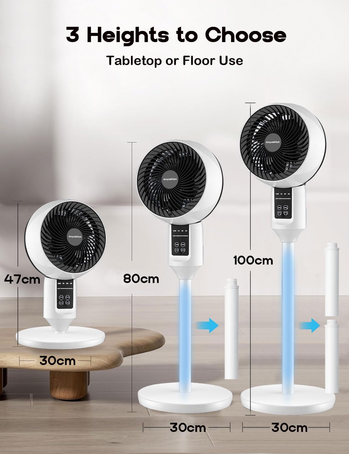 Adjustable Pedestal Fan with 3D Oscillation – Aerion 1