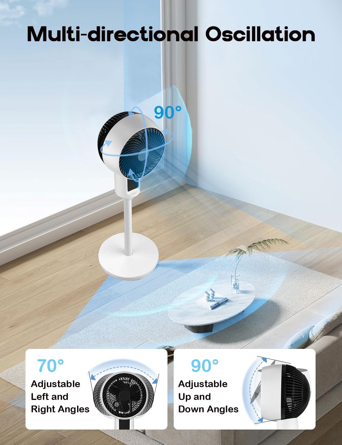 Adjustable Pedestal Fan with 3D Oscillation – Aerion 2