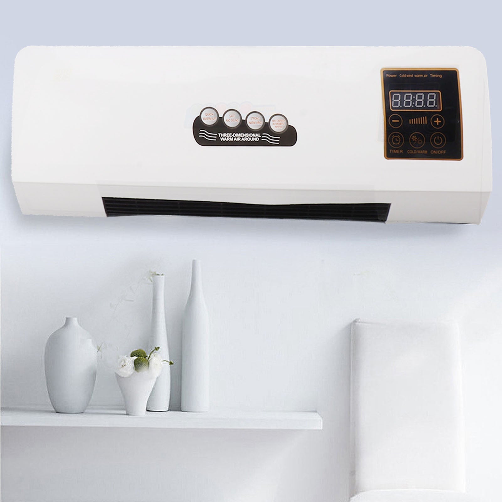Airco Wandmontage 1800W 4-in-1 Klimaatunit Koeling Verwarming Ventilator Ontvochtiger LCD Afstandsbediening 10m Timer 23dB Slaapkamer Kantoor | Sansoti 0