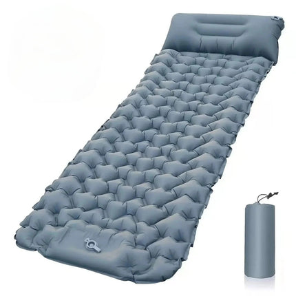 Inflatable Camping Mattress – Lightweight Air Mat with Built-In Foot Pump & Ergonomic Pillow