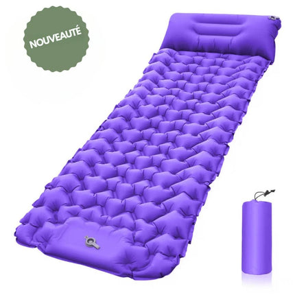 Inflatable Camping Mattress – Lightweight Air Mat with Built-In Foot Pump & Ergonomic Pillow