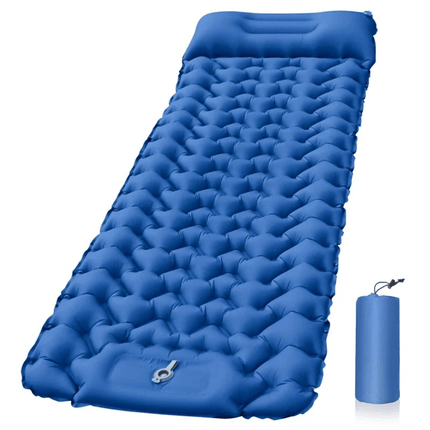Inflatable Camping Mattress – Lightweight Air Mat with Built-In Foot Pump & Ergonomic Pillow