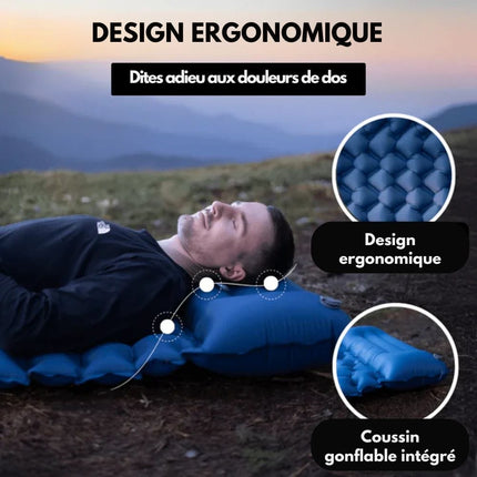 Inflatable Camping Mattress – Lightweight Air Mat with Built-In Foot Pump & Ergonomic Pillow