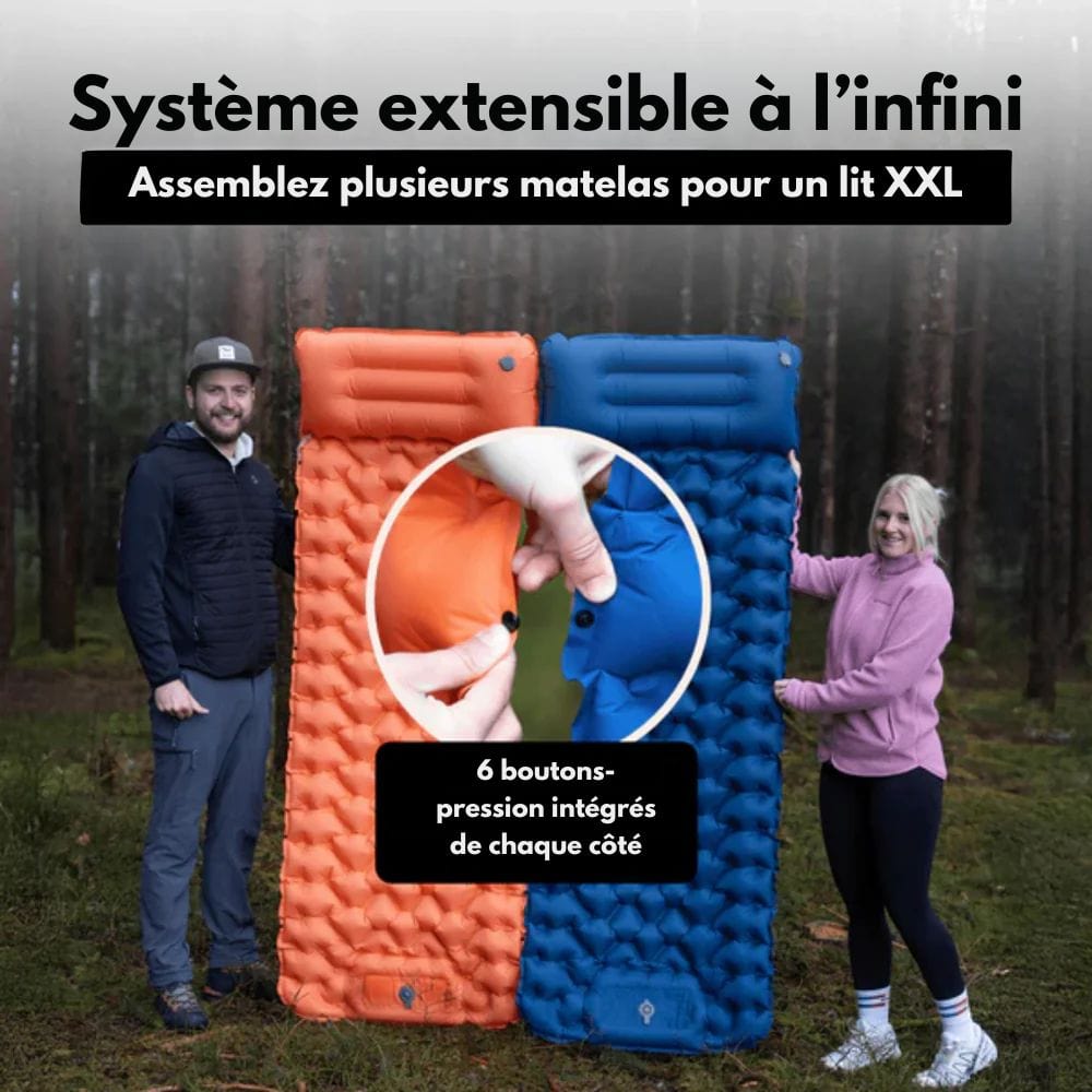 Inflatable Camping Mattress – Lightweight Air Mat with Built-In Foot Pump & Ergonomic Pillow