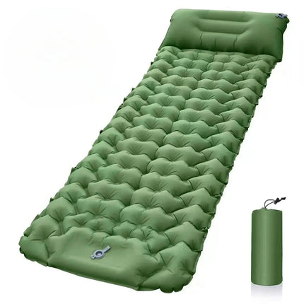 Inflatable Camping Mattress – Lightweight Air Mat with Built-In Foot Pump & Ergonomic Pillow