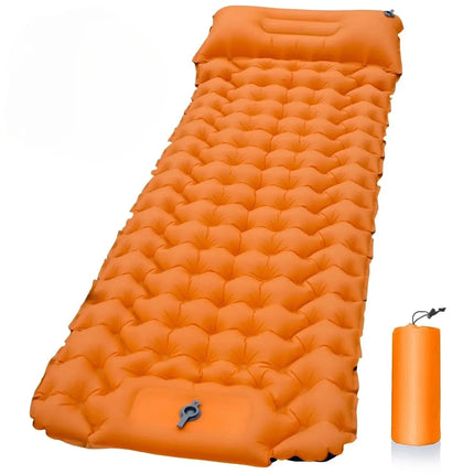 Inflatable Camping Mattress – Lightweight Air Mat with Built-In Foot Pump & Ergonomic Pillow