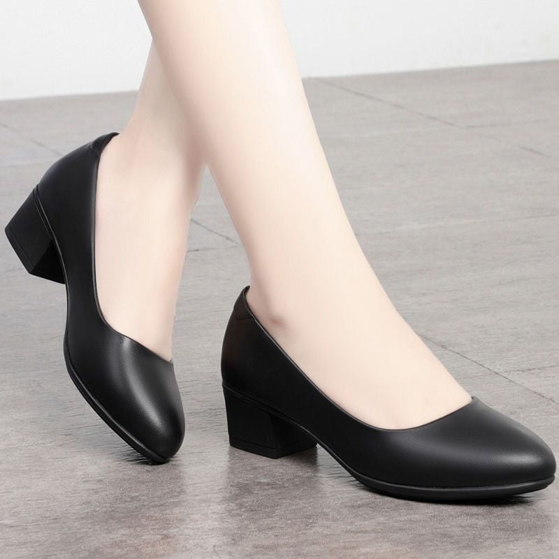 Anna - Orthopaedic Black Leather Pumps 0