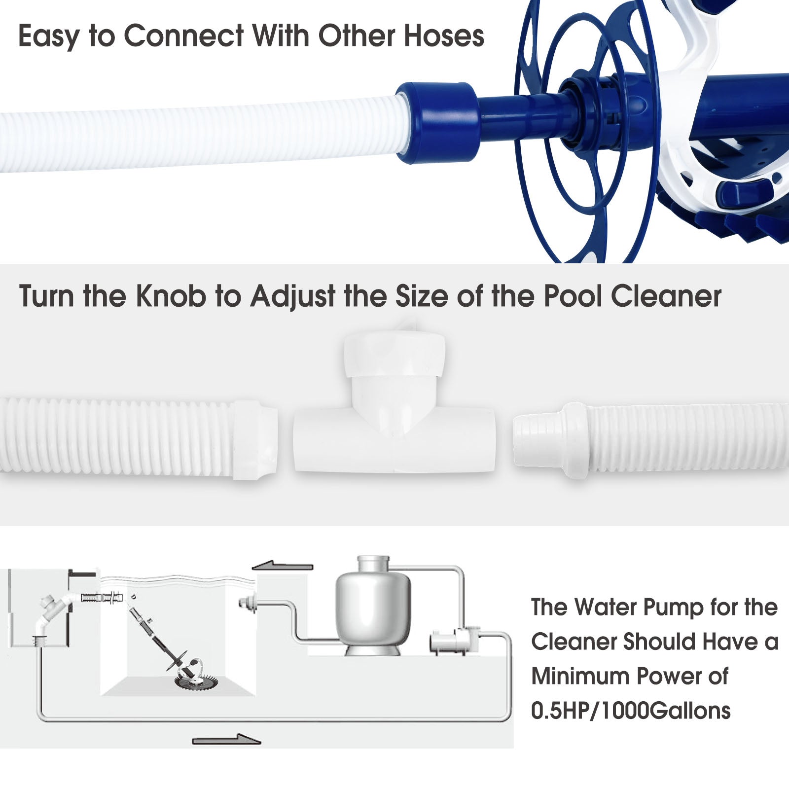 Automatic Pool Vacuum Cleaner for Above Ground and In-Ground Pools, Adjustable Suction 5