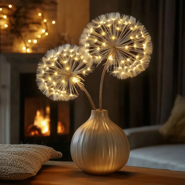 Lighted Dandelion Branch Decor – Glowing Seed Heads for Home or Events