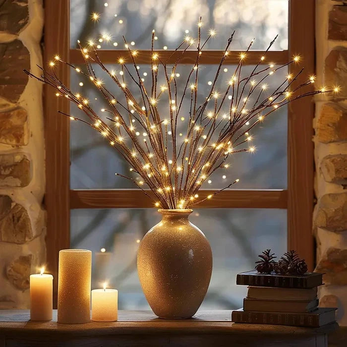 Lighted Willow Branches – Adjustable Fairy Light Stems for Vases and Tall Jars
