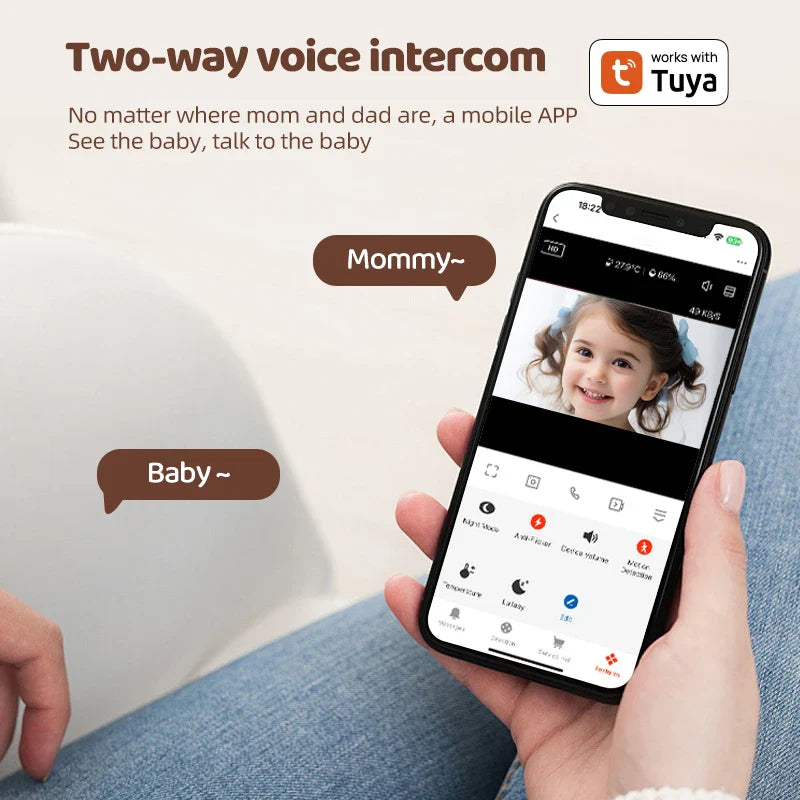Caméra de moniteur pour bébé – Vidéo HD 1080P avec contrôle WiFi, capteur de température et vision nocturne