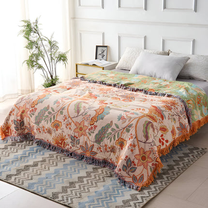 Blanket Throw Floral Boho Fringe Design 2