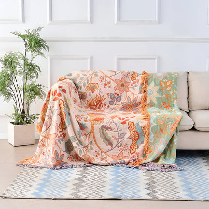Blanket Throw Floral Boho Fringe Design 4