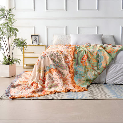 Blanket Throw Floral Boho Fringe Design 6
