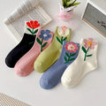 Bloom Floral Socks Set – Premium Cotton Blend, Mid-Calf Length, 5 Pairs 1