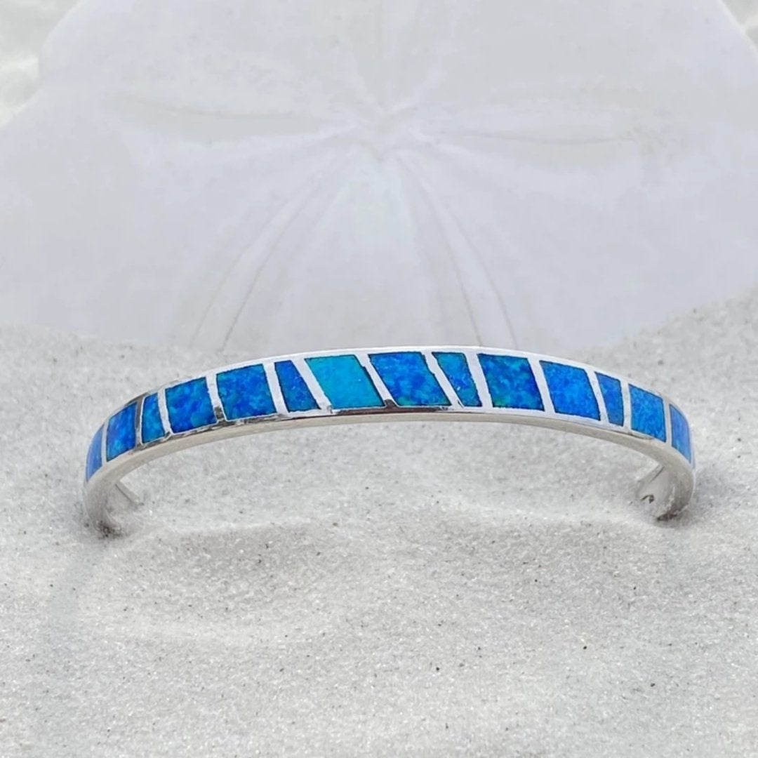 Blue and Silver Opal Bracelet for Everyday Wear with Ocean-Inspired Design 1