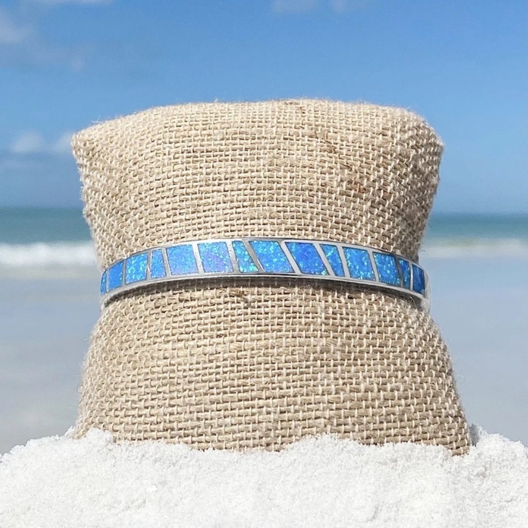 Blue and Silver Opal Bracelet for Everyday Wear with Ocean-Inspired Design 3