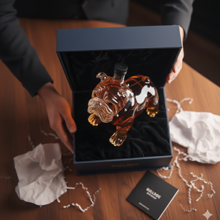 Bulldog Whisky Bottle – Unique 350ml Glass Sculpture for Bar Decor 5