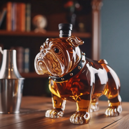 Bulldog Whisky Bottle – Unique 350ml Glass Sculpture for Bar Decor 6