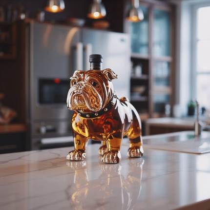 Bulldog Whisky Bottle – Unique 350ml Glass Sculpture for Bar Decor 7