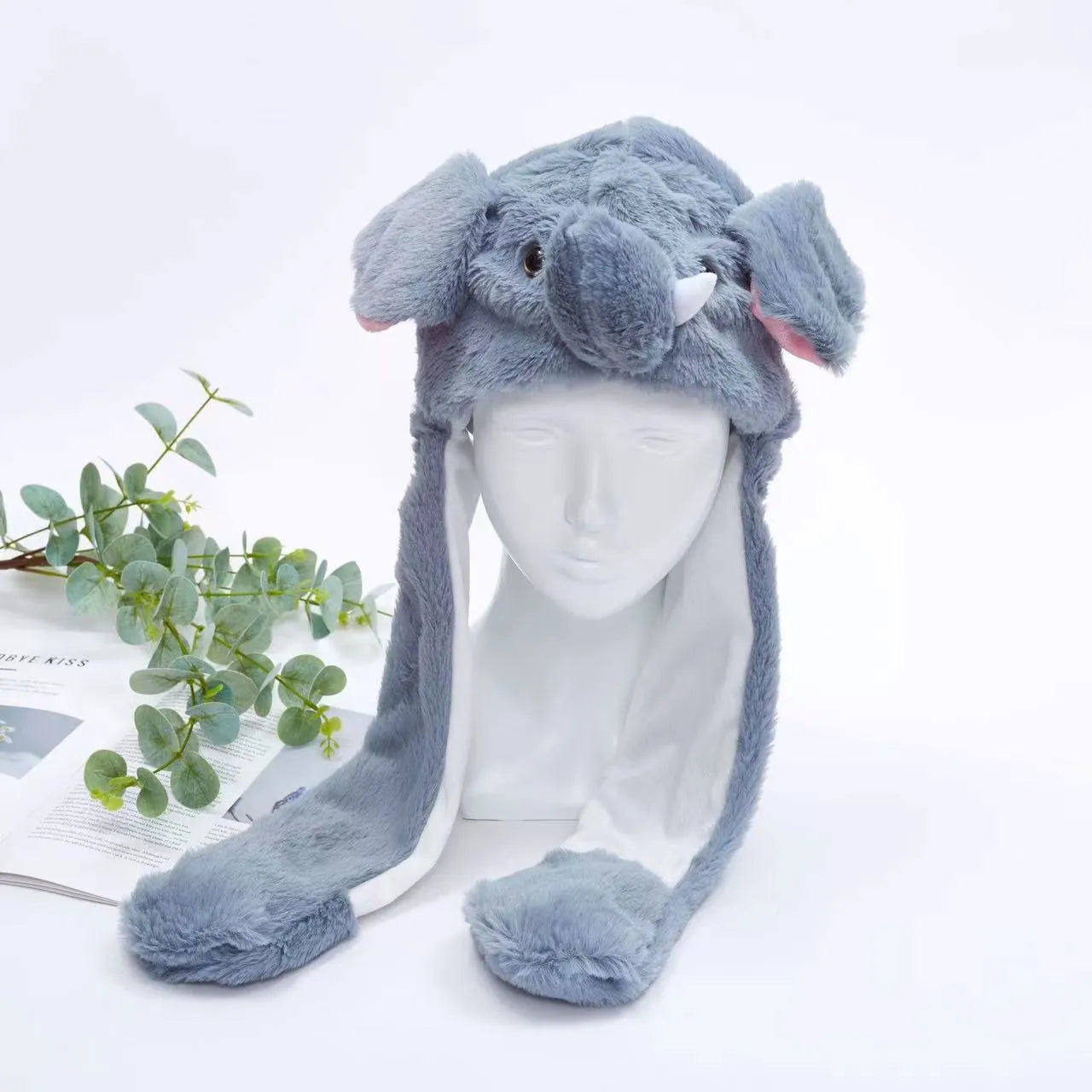 BunnyJoy Cute Plush Hat with Moving Ears for Adults and Kids 18