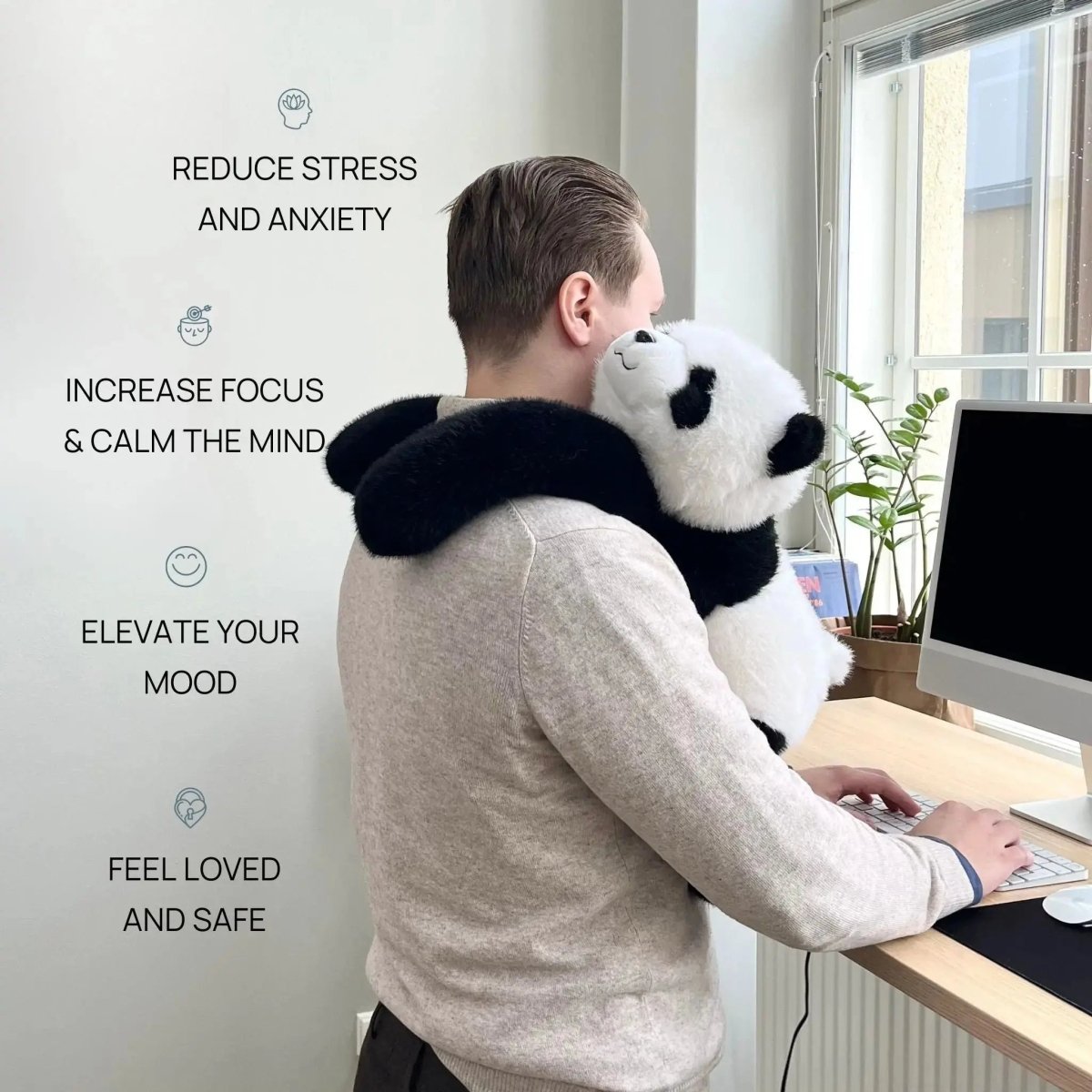 Plush Hug Toy – Long Hugging Arms, Soft Faux Fur & Stay-On Design