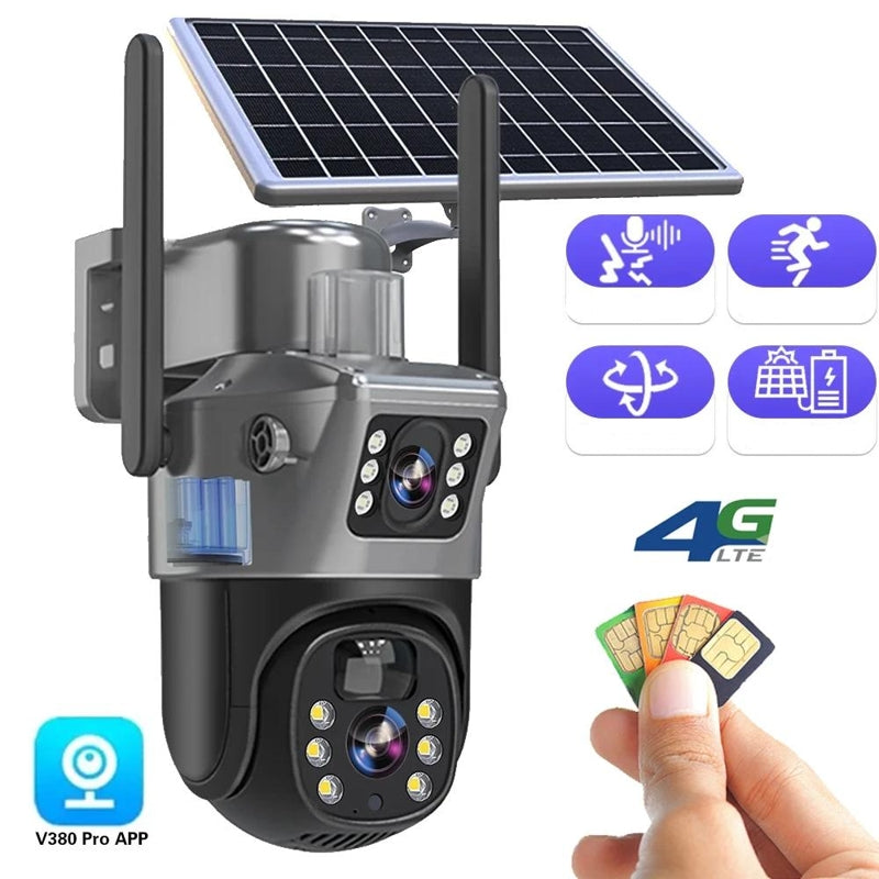 Wireless 4K Camera System – Dual-Lens Design, 360° Control & Solar Power