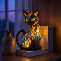 Stained Glass Cat Lamp – Decorative Table Light with a Warm Multicolor Glow