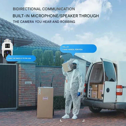 Wireless 4K Camera System – Dual-Lens Design, 360° Control & Solar Power