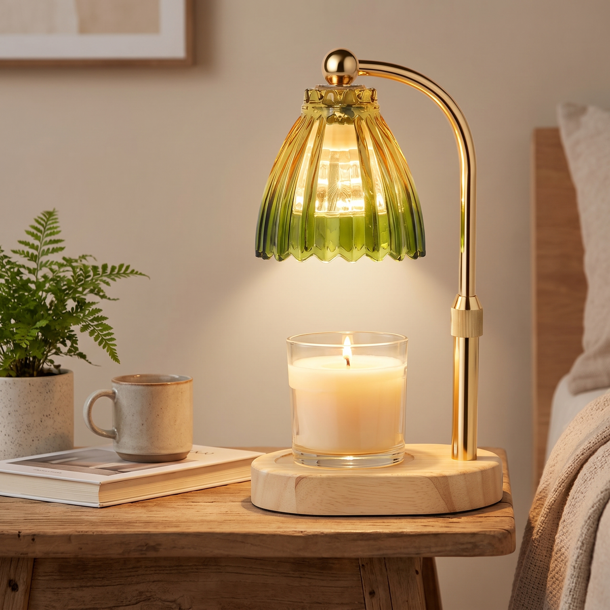 Candle Warmer Lamp with Timer and Dimmer, Retro Wooden Base for Home Use 4