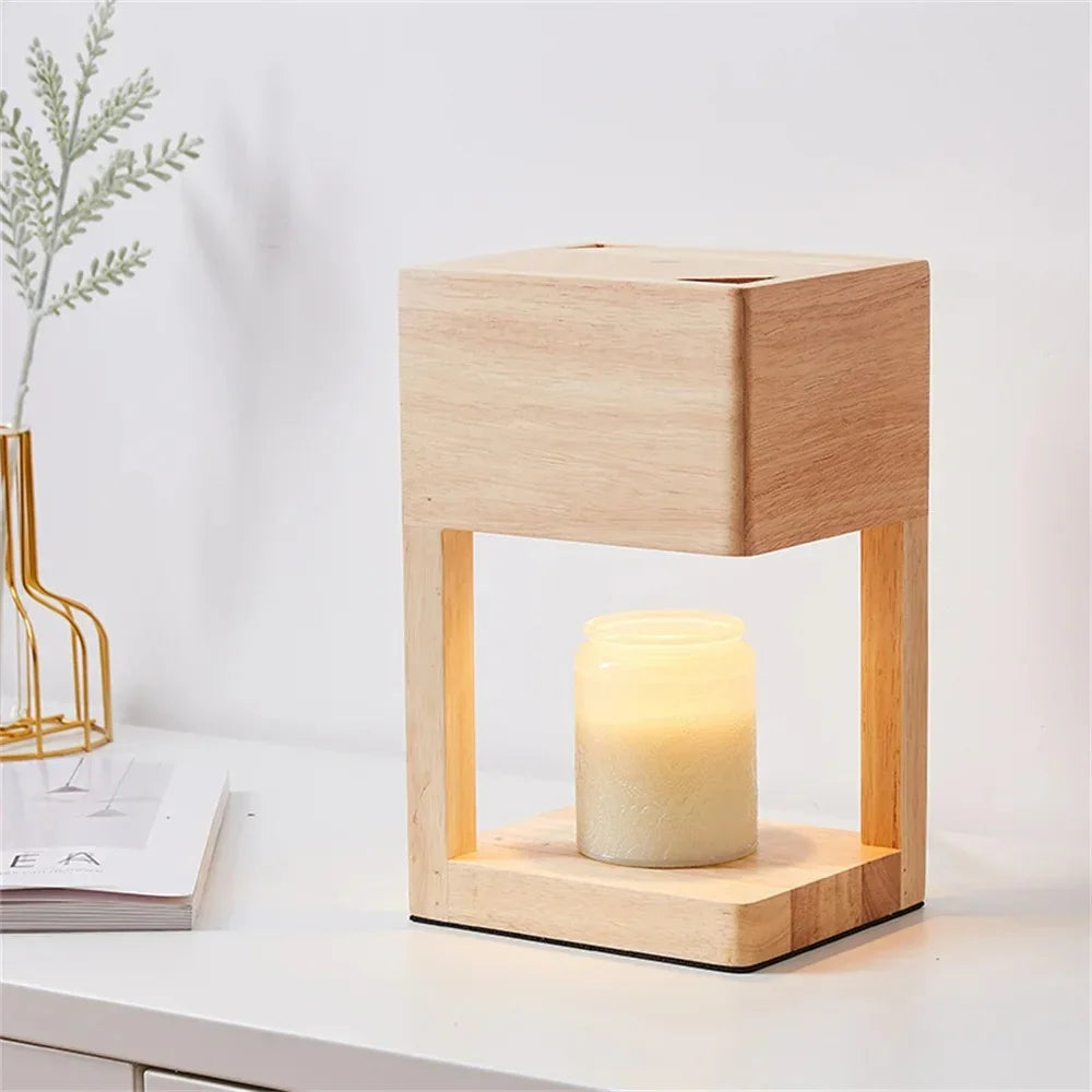 Candle Warmer Lamp with Wooden Base, Warm Ambient Light for Cozy Atmosphere 0